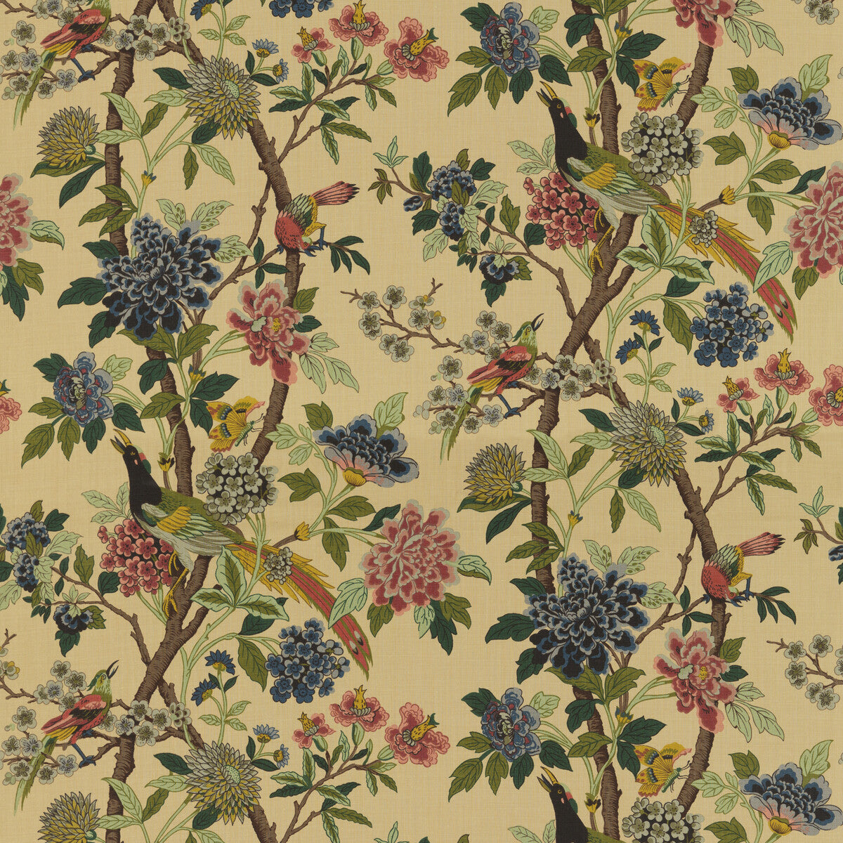 G P & J BAKER HYDRANGEA BIRD ROSE/BISCUIT