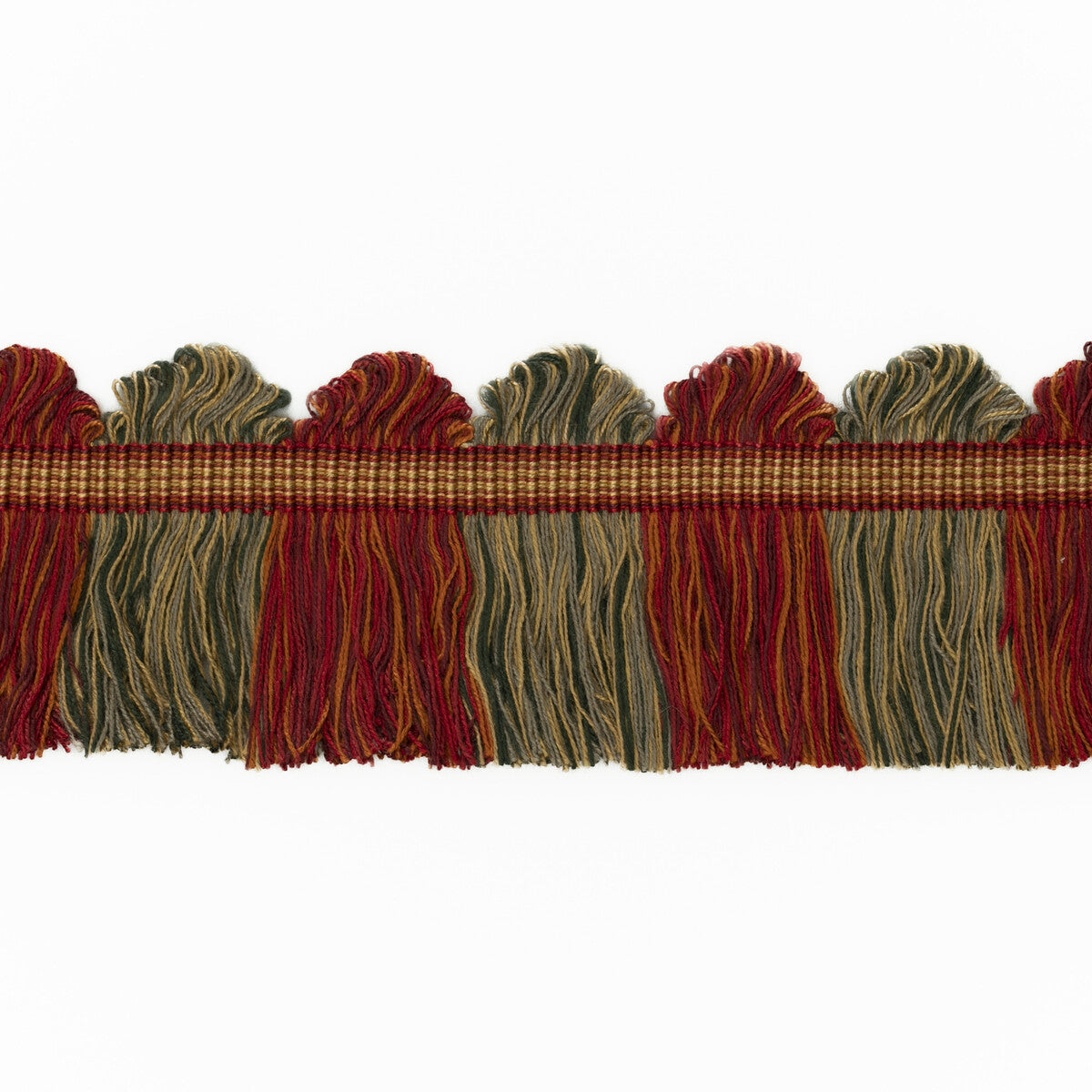 G P & J BAKER PERANDOR FAN TOP CUT FRINGE RED/GOLD/GREEN