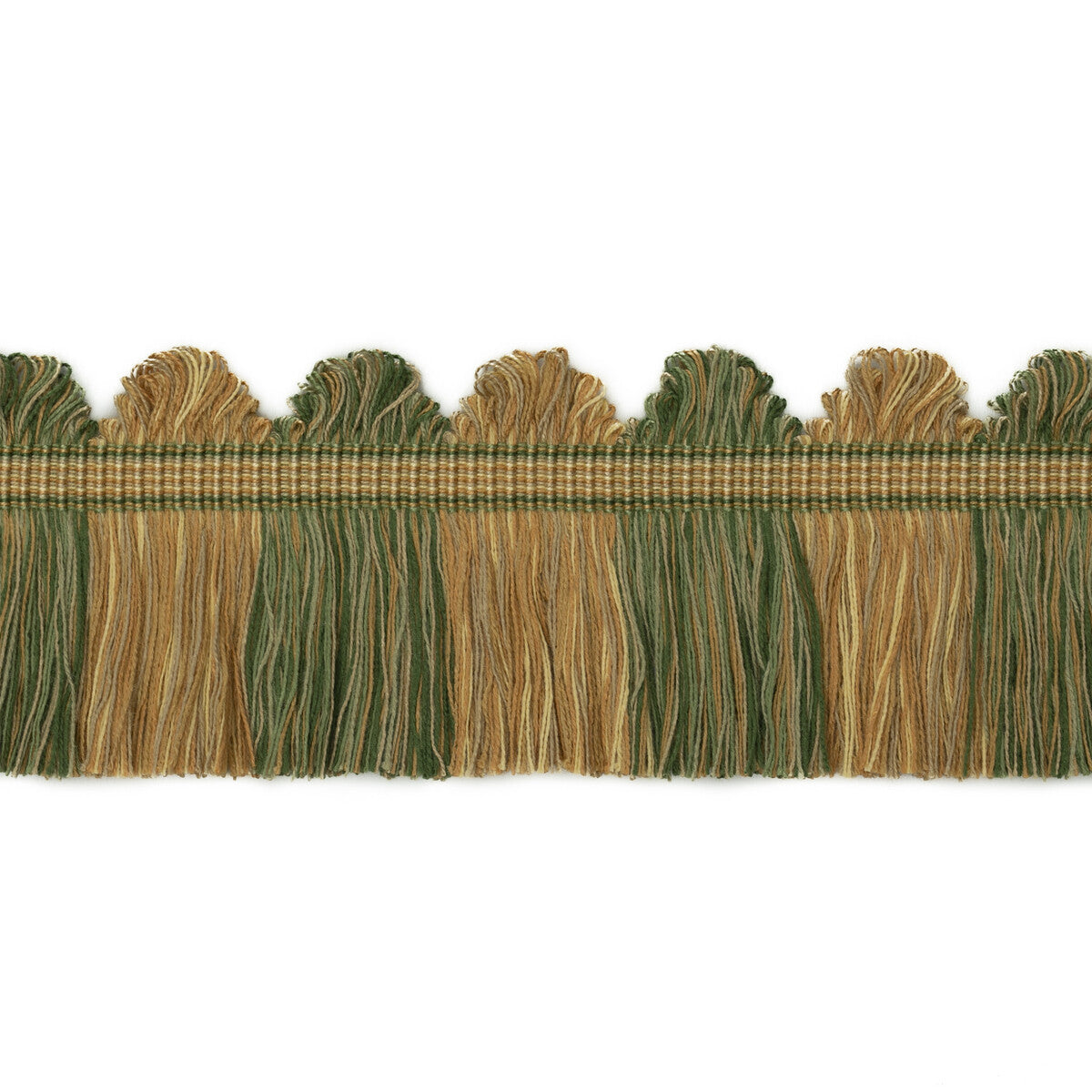 G P & J BAKER PERANDOR FAN TOP CUT FRINGE GREEN/GOLD