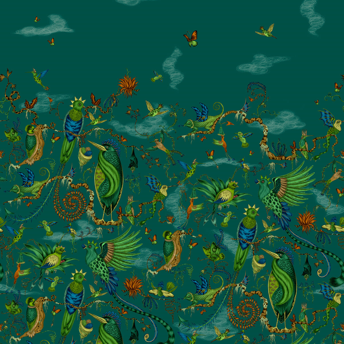 CLARKE AND CLARKE CLOUD FOREST/TEAL WP