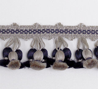 Scalamandre: Newport Tassel Fringe - Silk SC 0008 FT1103 Taupe, Black, Grey