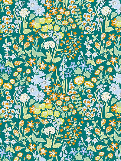 Grey Watkins for Scalamandre: Nymph Floral GW 0002 16630 Emerald Multi