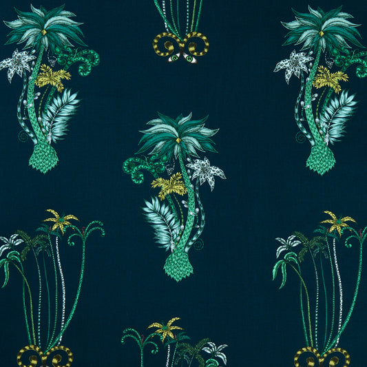 Clarke & Clarke: Jungle Palm Print F1110/03.CAC.0 Navy