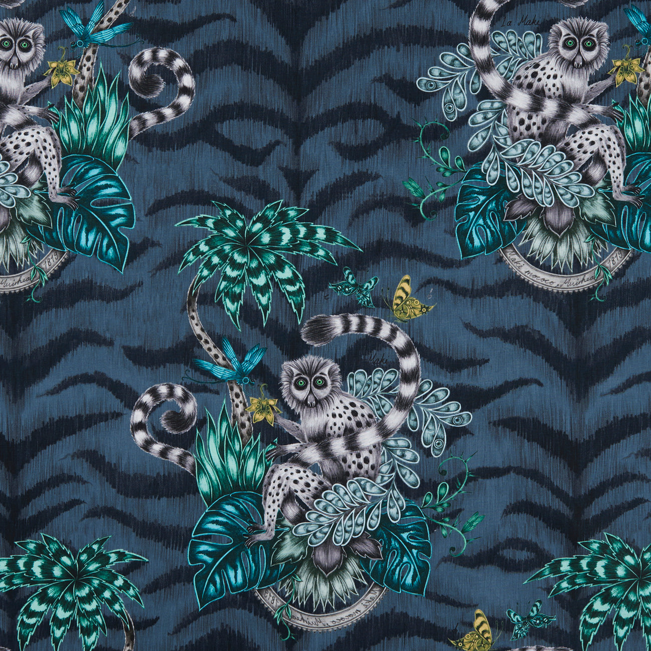 Clarke & Clarke: Lemur Print F1112/03.CAC.0 Navy