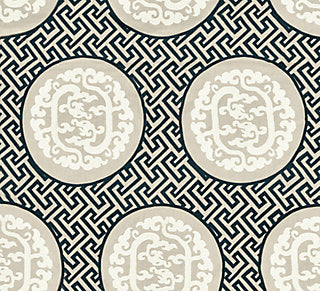 Scalamandre: Dragon's Fret Embroidery SC 0001 27215 Black & Tan