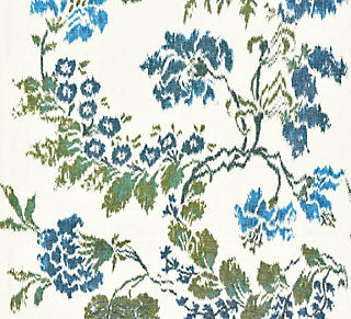 Scalamandre: Kew Gardens Warp Print SC 0002 16611 Blues on Ivory