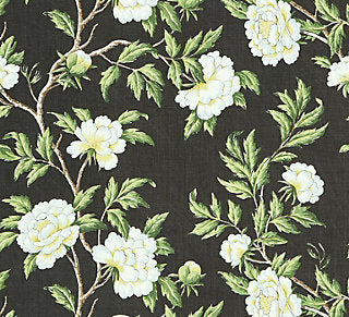 Scalamandre: Peonia Linen Print SC 0003 16616 Onyx