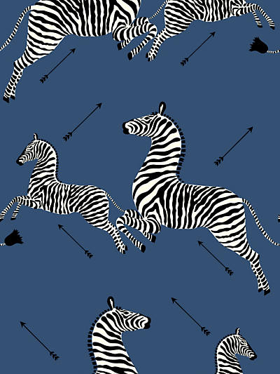Scalamandre: Zebras Vinyl Wallpaper SC 0008 WP81388MV Denim
