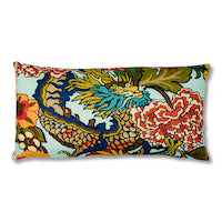 Schumacher: Chiang Mai Dragon Lumbar Pillow SO17327018 Aquamarine
