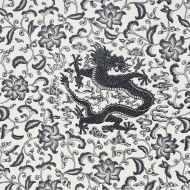 Scalamandre: Chi'en Dragon Linen Print SC 0005 16558 Charcoal