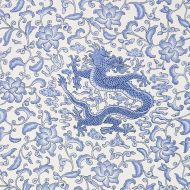 Scalamandre: Chi'en Dragon Linen Print SC 0007 16558 Hyacinth Blue