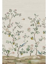 Scalamandre: Blossom Chinoiserie-Mural SC 1608 BLSG Silver Mist on Grasscloth